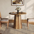 LITTLE TREE 31.5" Round Dining Table for 4, Wood Kitchen Table with Wooden Tabletop and Octagonal Base for Dining Room, Apartments, Office & Restaurants, Deep Brown