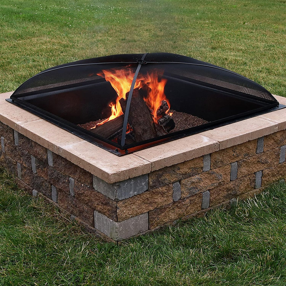 Sunnydaze Heavy Duty Square Fire Pit Screen Cover, Assembly-Free, 30"