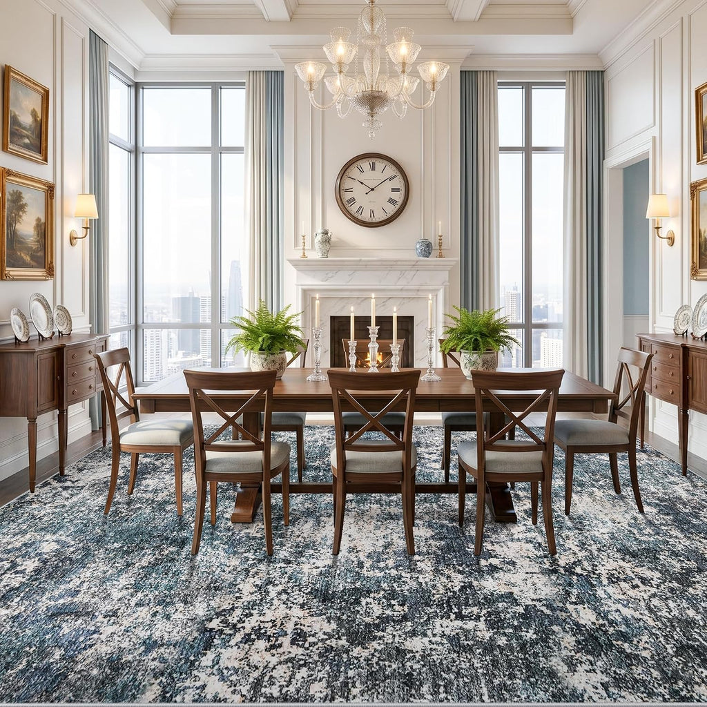 Area Rug 12x15 Living Room: Washable Low Pile Stain Resistant Indoor Carpet