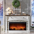 OKD 52" Farmhouse Electric Fireplace w/Mantel & Sime-Open Cubby