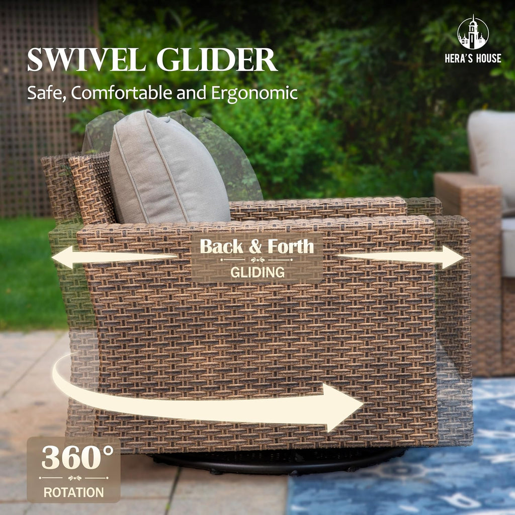 HERA'S HOUSE 4-Piece Patio Furniture Set with Wide Arm, Grey