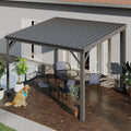 Domi 10'x10' Hardtop Lean-to Wall-Mounted Gazebo Pergola,Grey