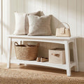 Alaterre Furniture Craftsbury Entryway Bench with Storage Shelf, White, 36”