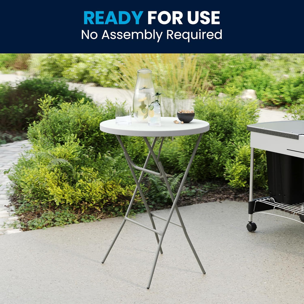 Flash Furniture 2.6-Foot Round Granite White Plastic Folding Table