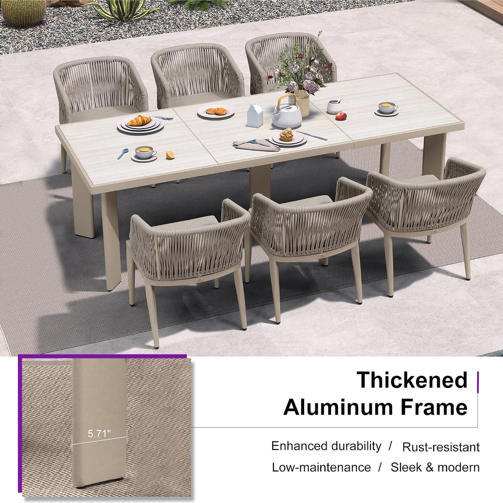PURPLE LEAF Patio Dining Set for 10 with Sunbrella Cushion Chairs Champagne