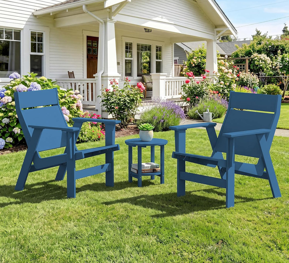 KINGYES Modern Adirondack Chair Set of 6, Slateless Design, Navy