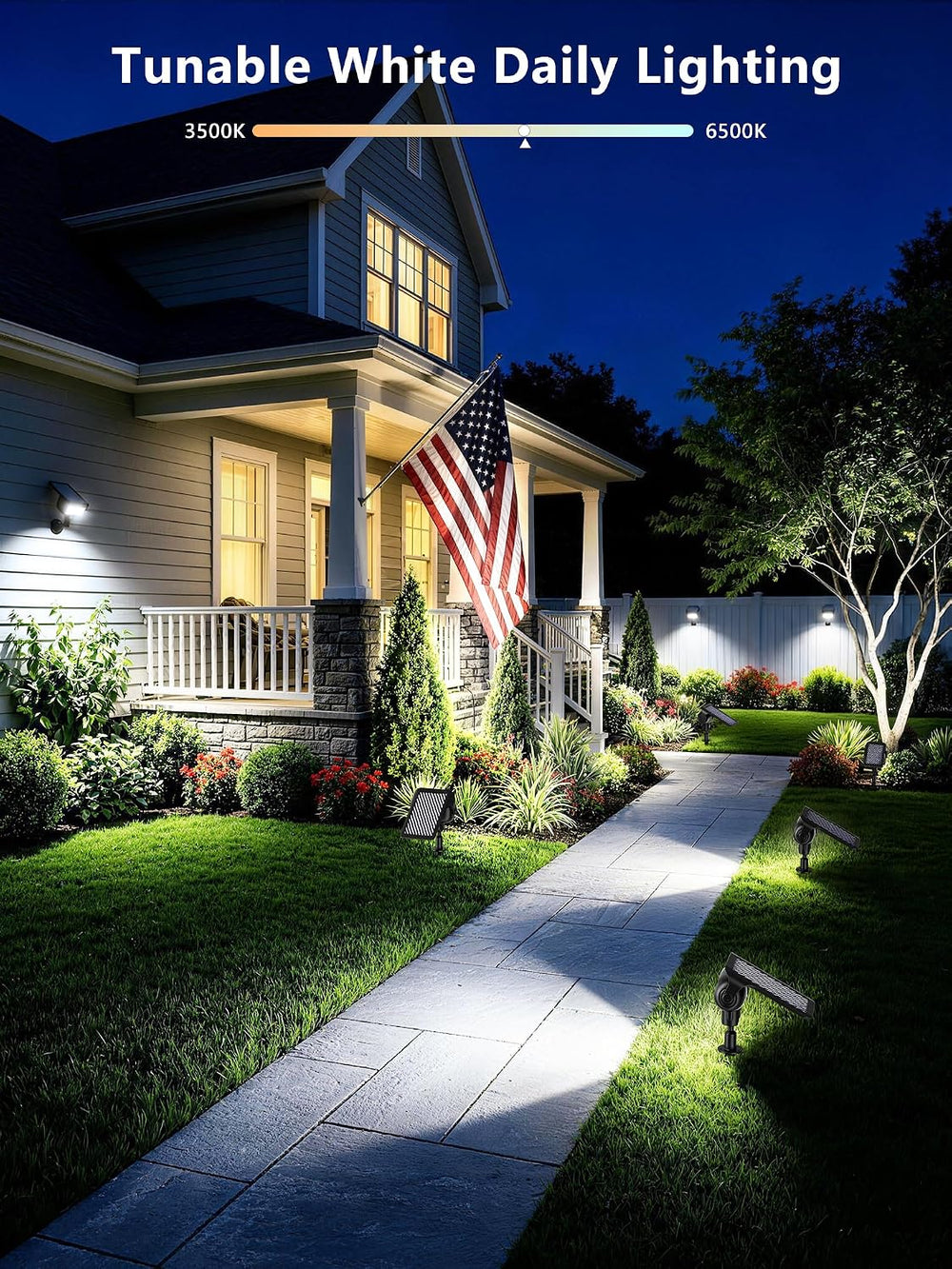 ODEETRONIC Smart Solar Spot Lights Halloween, Outdoor Yard RGBCW Spotlight