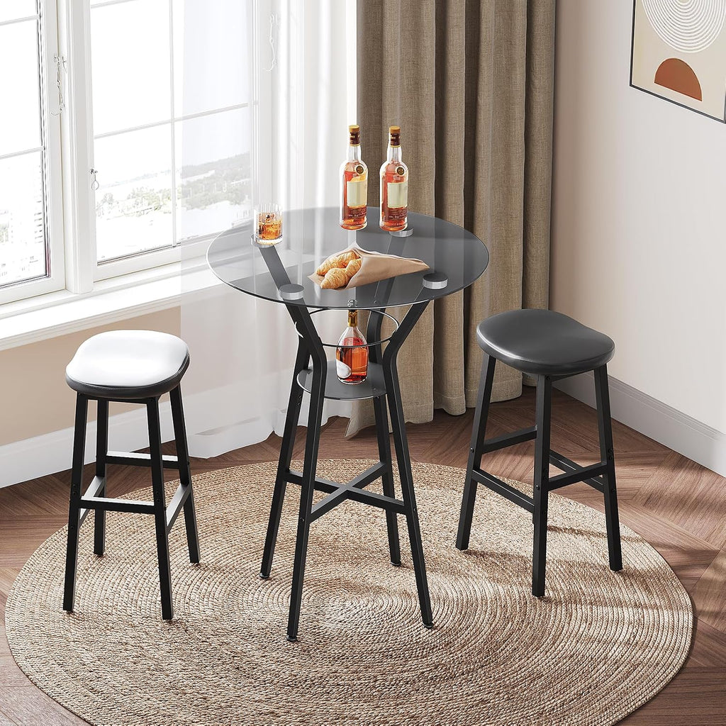 yatiney bar table, 2-tier round high top table shown in use