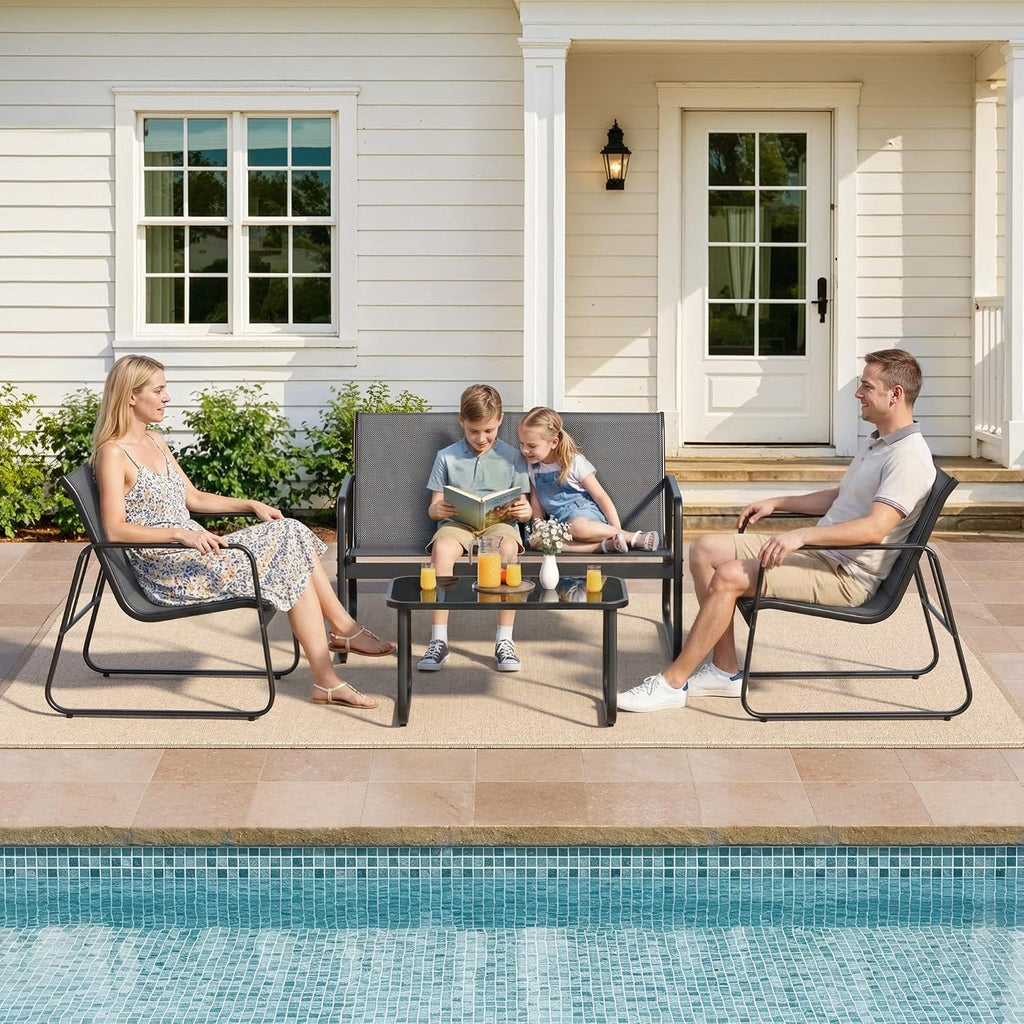 Gizoon 4 Piece Patio Furniture Set, Outdoor Conversation Set