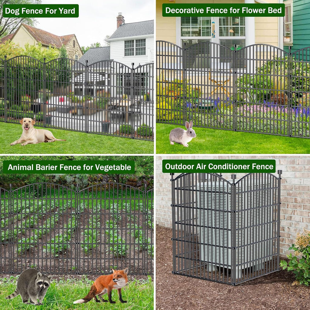 5 Panel No Dig Decorative Garden Fence 40" H x 11.8'L Outdoor Dog Barrier