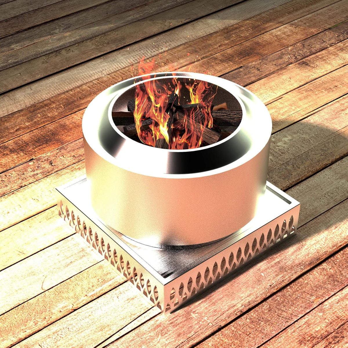 Stainless Steel Fire Pit Base for Surface Protection, X22 (23.6 Inch) Metal Fire Pit Mat, Heavy Duty Accessory for Solo Stove, Deck Protector with Air Vents for Indoor Outdoor Use
