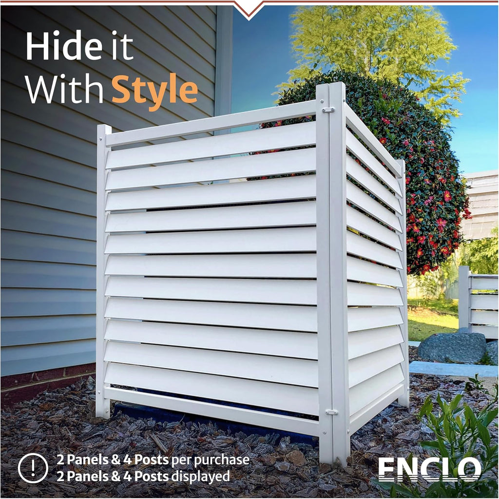 Enclo Waverly Privacy Screen, White Vinyl DIY No Dig Kit