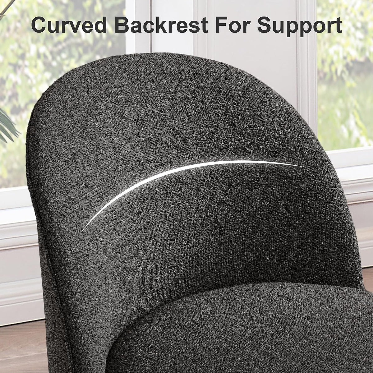 Upholstered Swivel Dining Chair Set of 4 No Assembly Boucle Side Chair