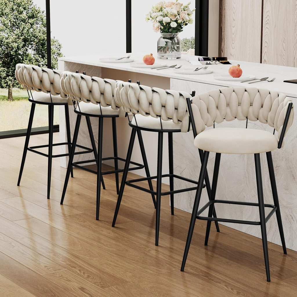 haobo home 26" metal bar stools counter height showing dimensions