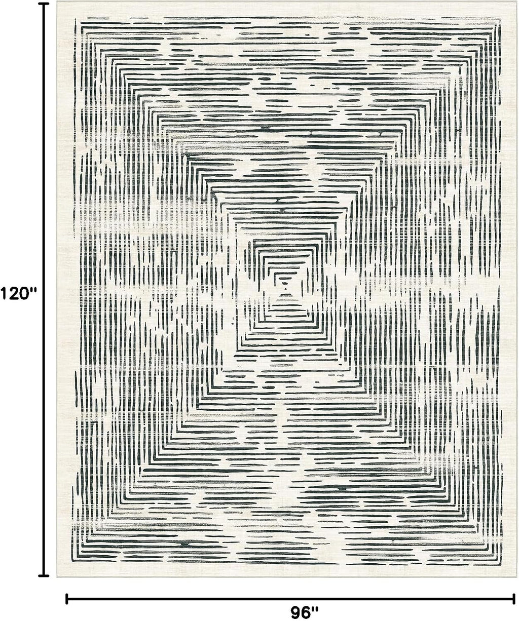 BLISSA 8x10 Area Rugs for Living Room - Soft Washable Geometric Black White