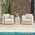 CHITA 3-Piece Boho Patio Rattan Bistro Set, FSC Acacia Wood Frame, Cream