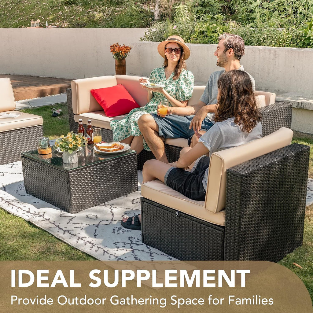 Devoko 5 Pieces Patio Furniture Sets Outdoor Sectional Patio Sofa