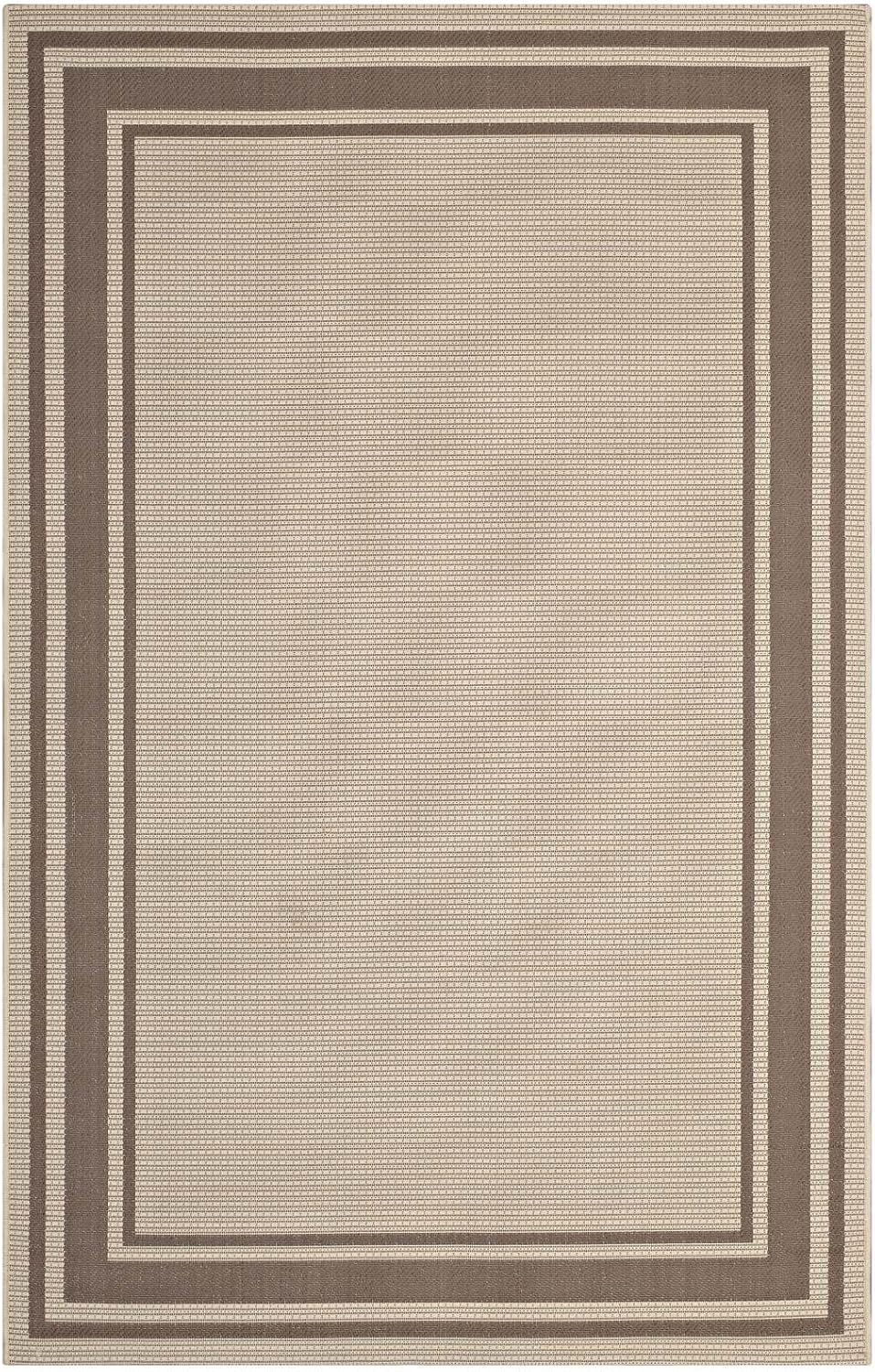 Modway Rim Solid Border 8x10 Indoor and Outdoor In Light and Dark Beige