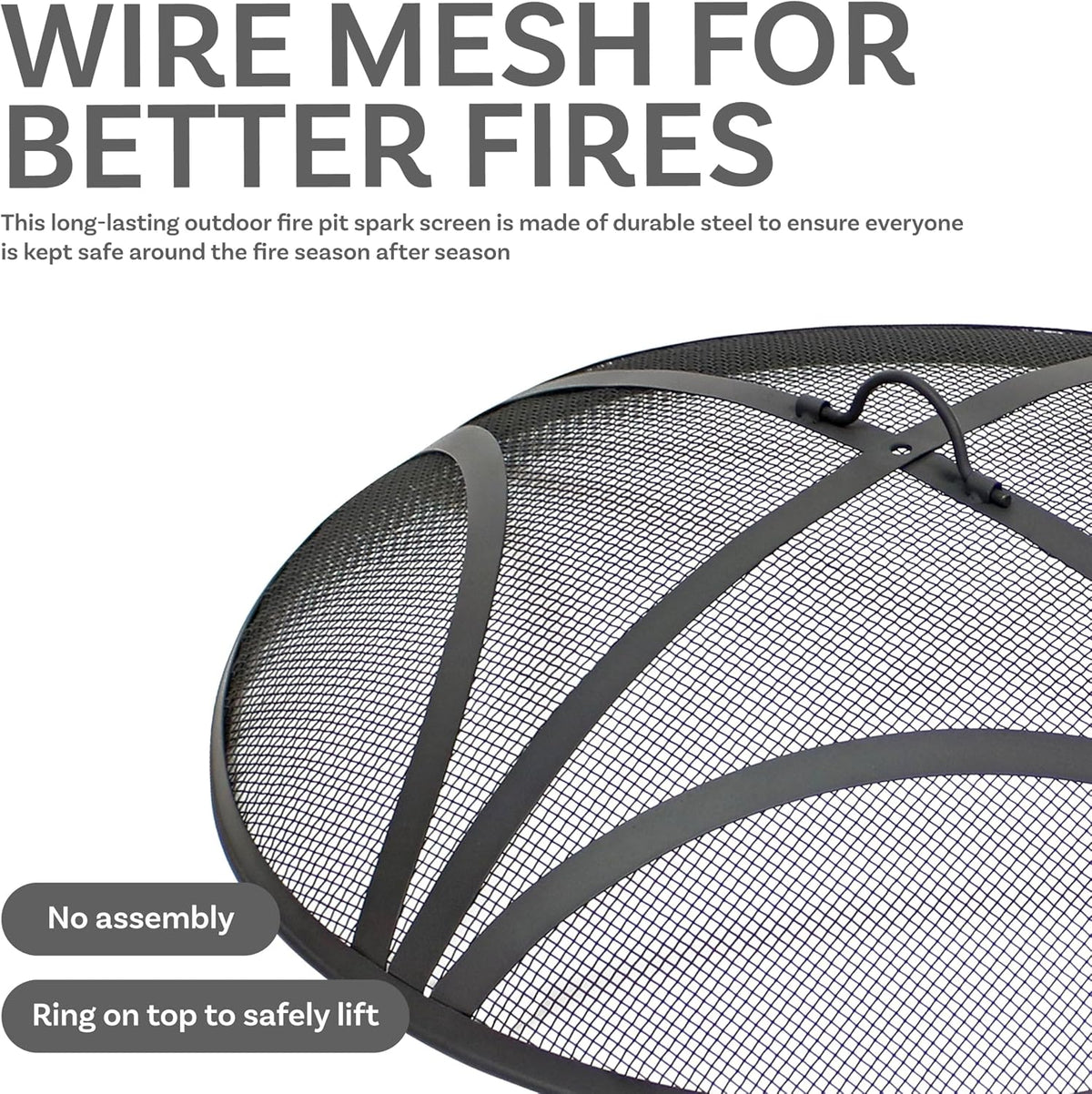 Sunnydaze Outdoor Round Fire Pit Screen, Reinforced Steel Mesh, 24-Inch