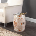 JONATHAN Y Double Happiness Ceramic Garden Stool 18" Table, Orange/White