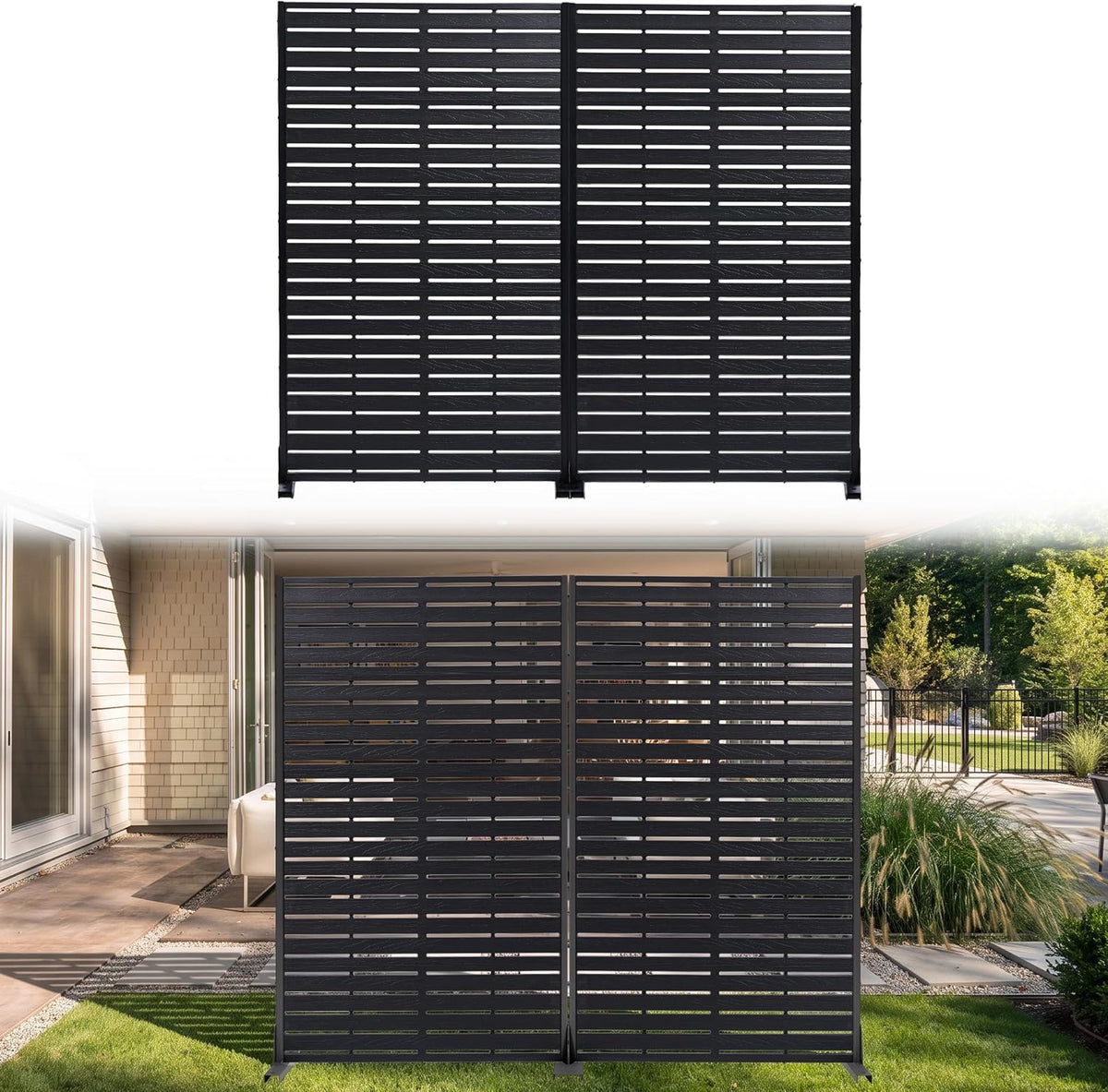 Outdoor Privacy Screen Freestanding 10 Panels for Outside,Black