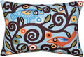 Lumbar Cushion Cover Hand Embroidered Wool 13x21 (Blue Birds Lumbar Pillow Cover)