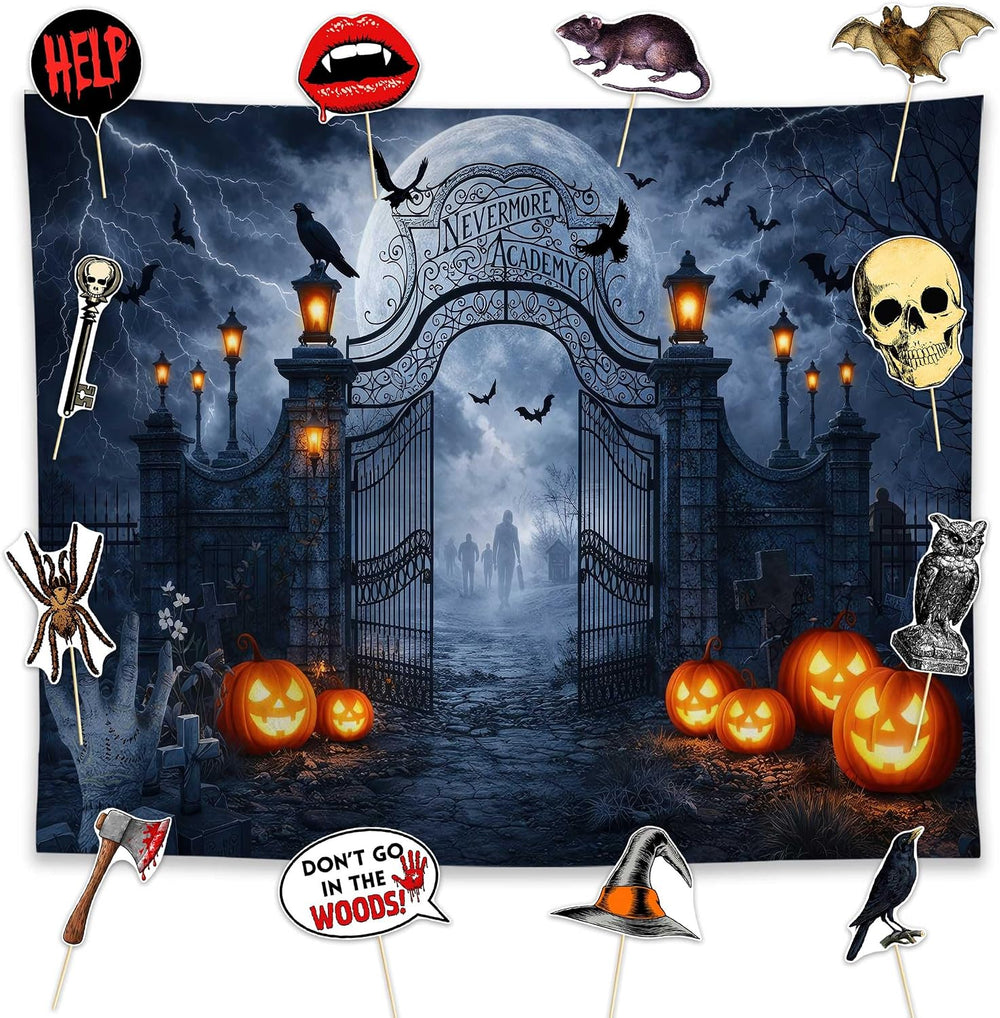 Allenjoy 118" x 95" Halloween Horror Photography Backdrop with Phot...