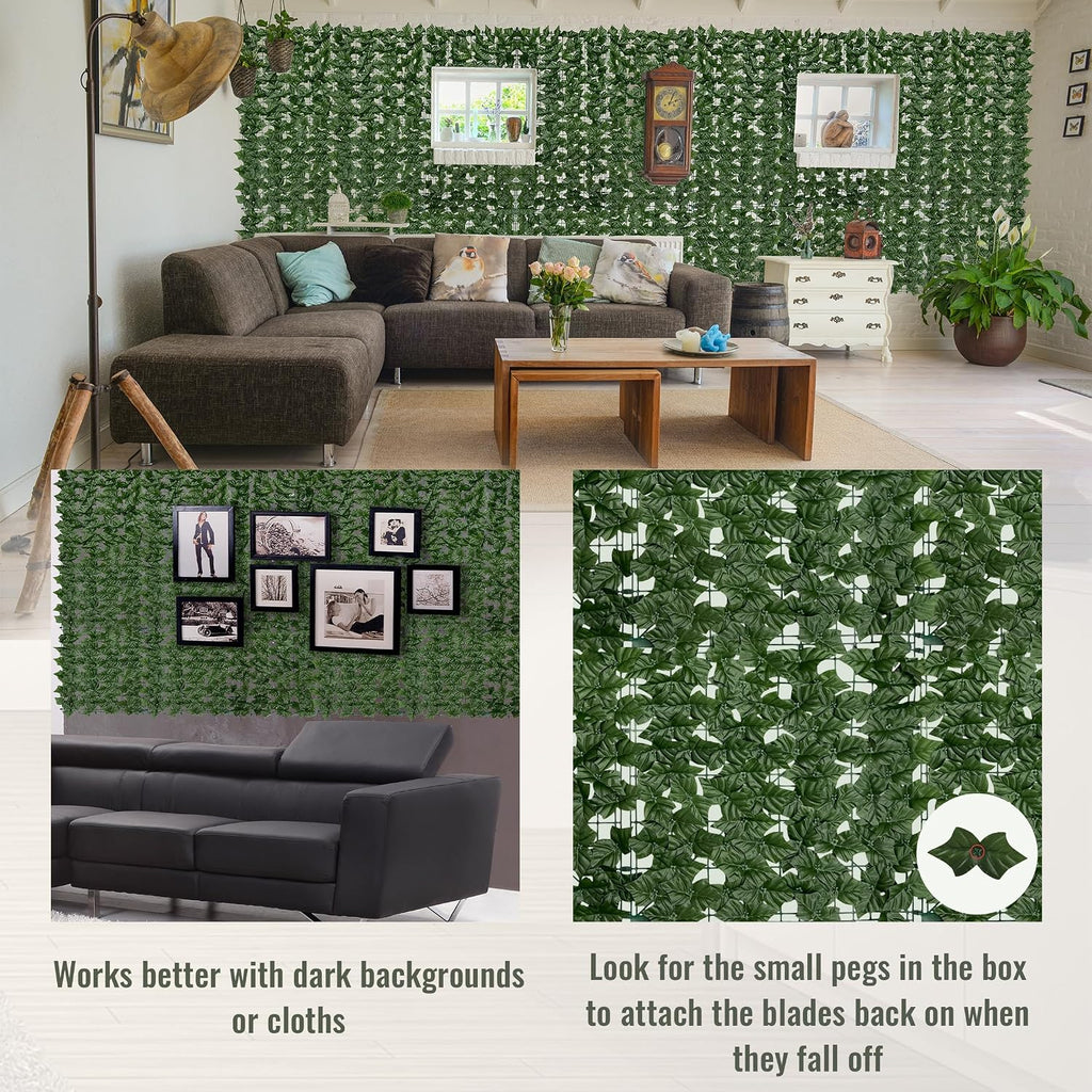 Artificial Ivy Plants Privacy Fence Screen: 48" x 204" (68 Sqft)