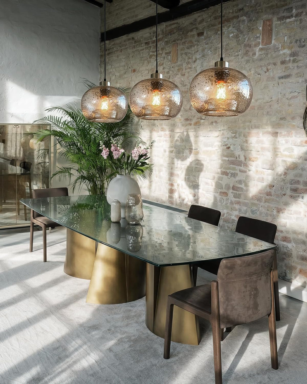 CASAMOTION Glass Pendant Lights, Marble Clear, 2 Pack