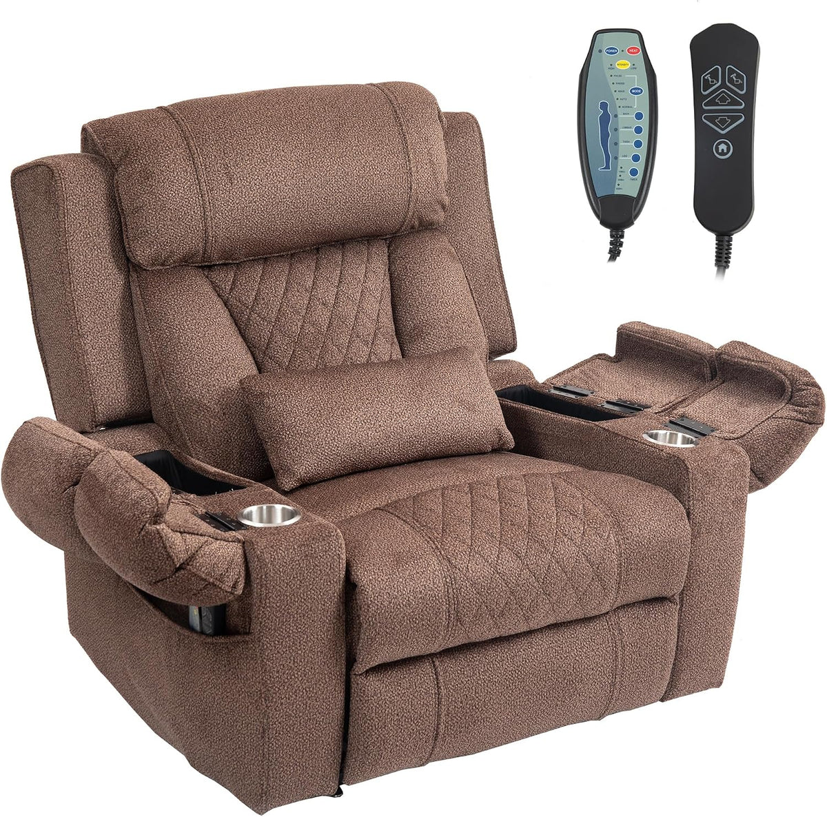 FUNECORP Big Man Power Lay Flat Lift Recliner Chair,Brown