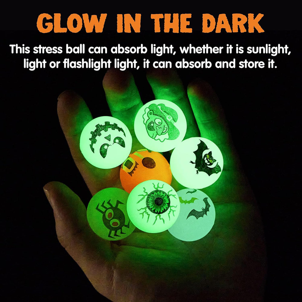 JOYIN 100 PCS Halloween Glow in The Dark Bouncing Balls, 20 Designs Halloween...