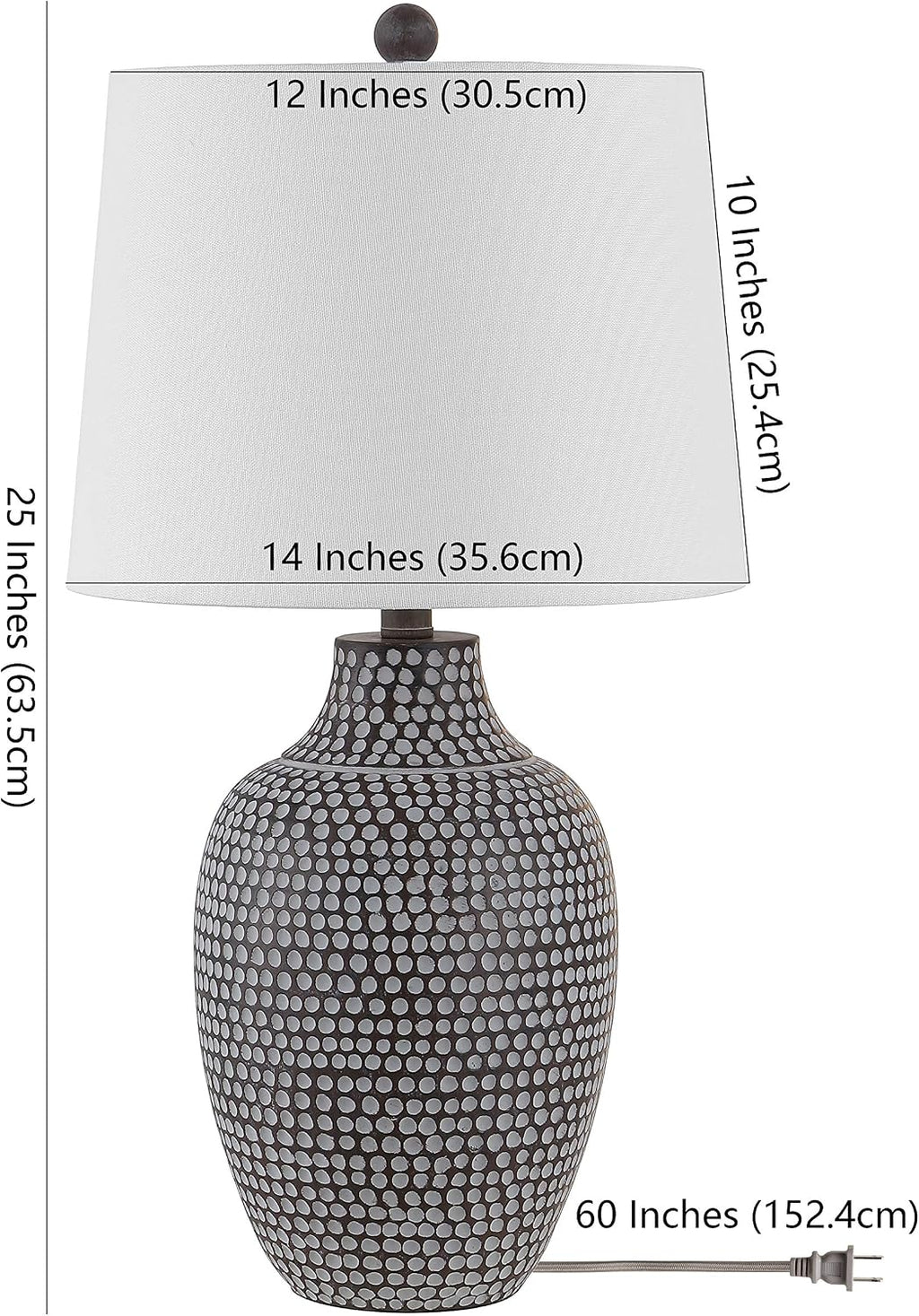 SAFAVIEH Lighting Collection Resler Modern Brown Dot 25-inch Bedroom Living Room Home Office Desk Nightstand Table Lamp (LED Bulb Included)