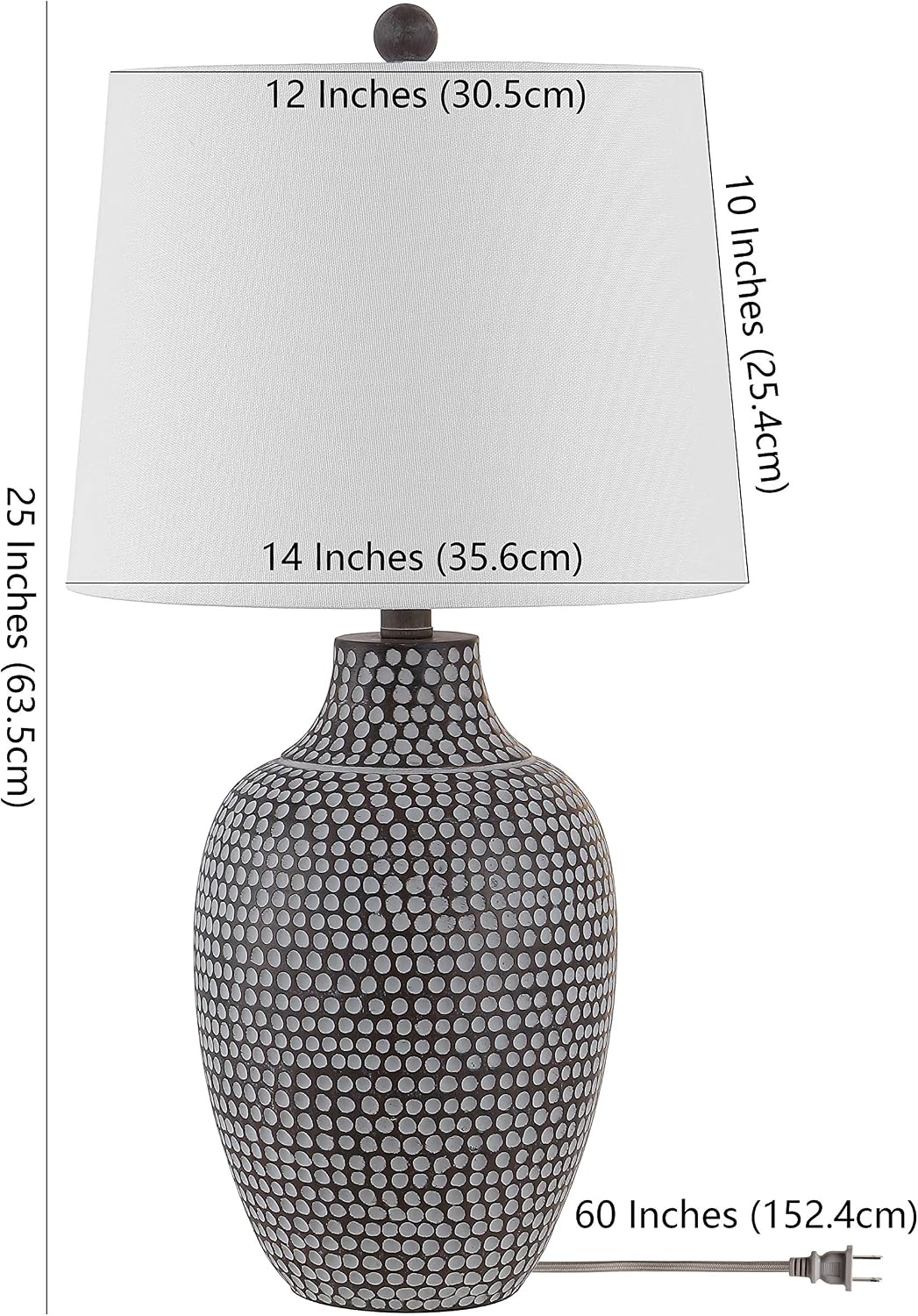 SAFAVIEH Lighting Collection Resler Modern Brown Dot 25-inch Bedroom Living Room Home Office Desk Nightstand Table Lamp (LED Bulb Included)