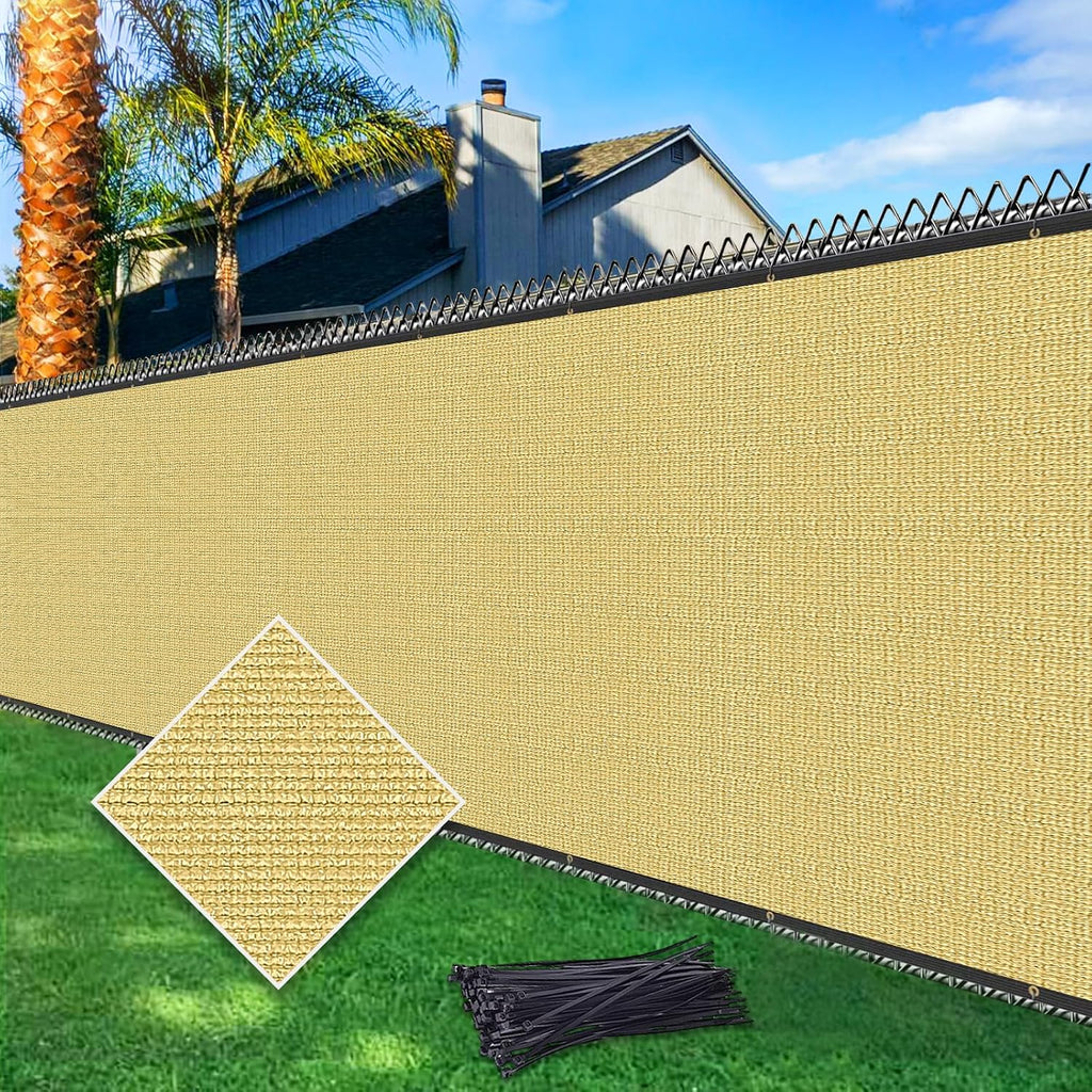 4ftx50ft Fence Privacy Screen Heavy Duty 170 GSM Windscreen & Dustproof Fabric Privacy Screen Covering Mesh Fencing for Outdoor Patio, Balcony, Pool Deck, Sand