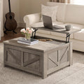 Yaheetech 31.5" Farmhouse Lift Top Coffee Table with Hidden Storage, Gray