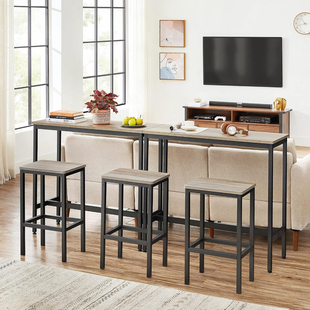 vasagle bar stools set of 2, backless, 25.6, side view