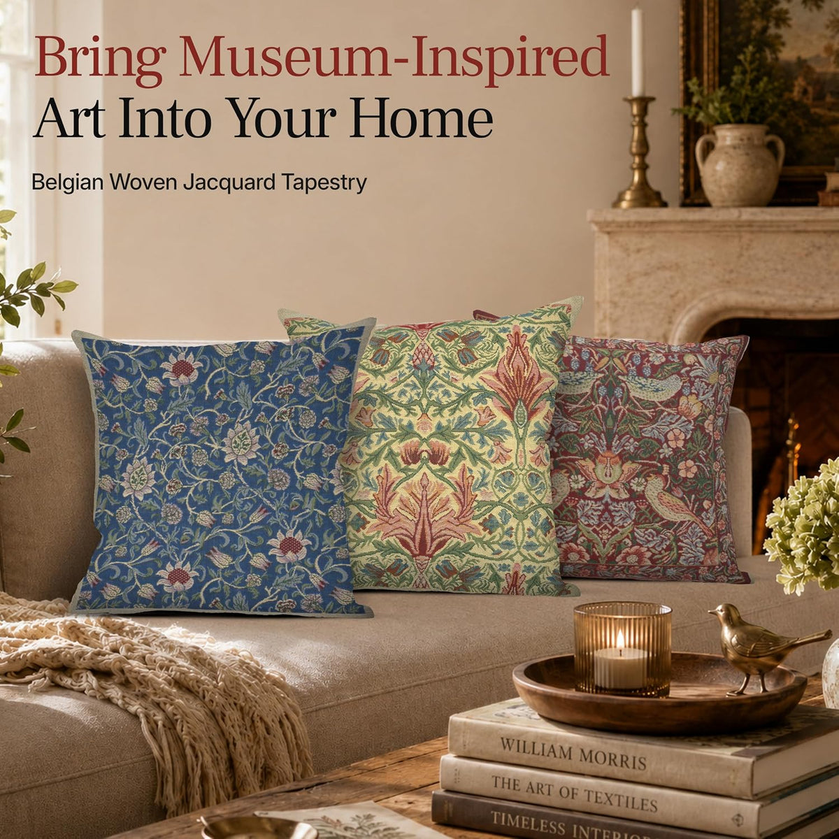 William Morris Snakeshead Tapestry Throw Pillow Cover 16 x 16 in