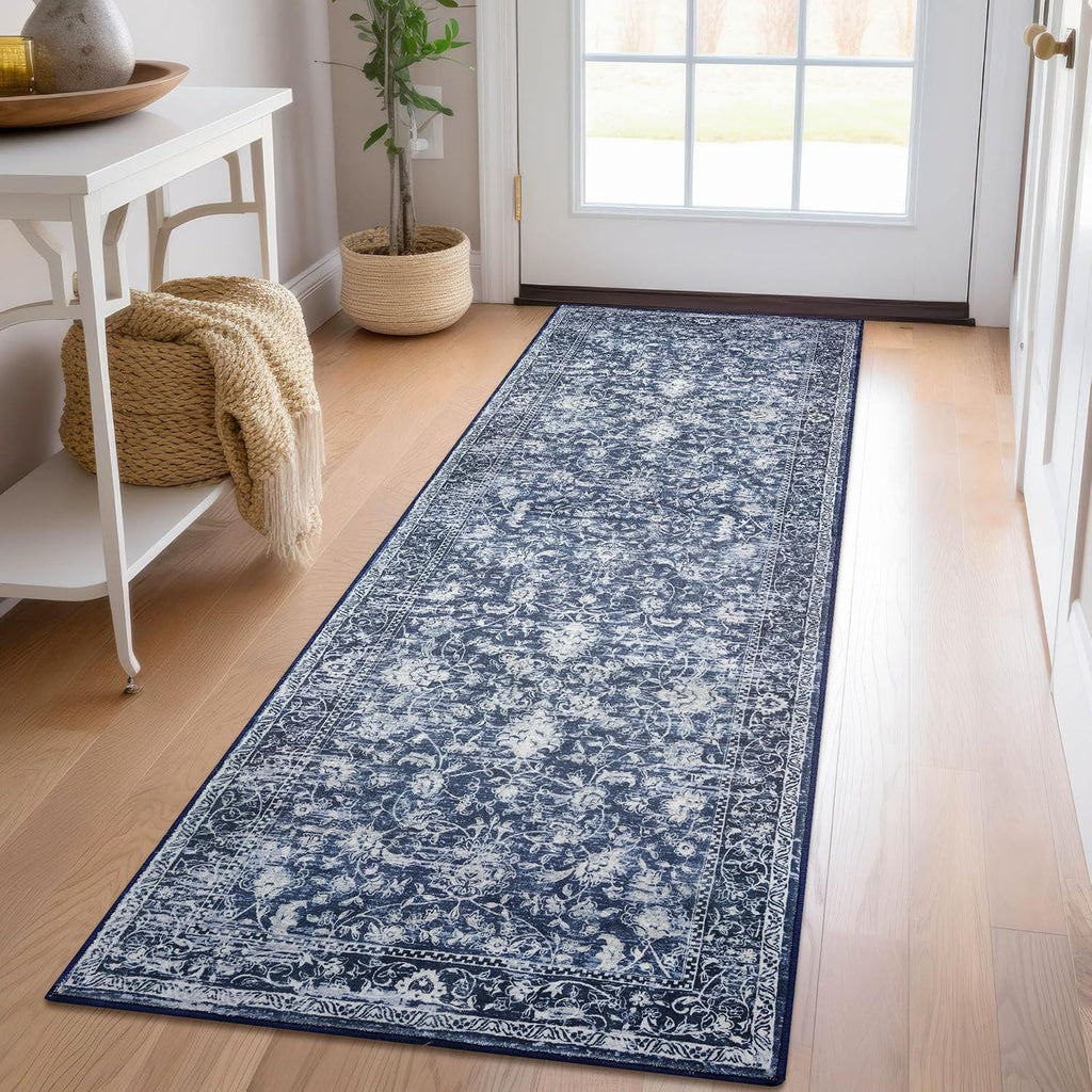 KILOCOCO Hallway Runner 2x6 Washable Runner Rug Non-Slip Kitchen Rug, Blue