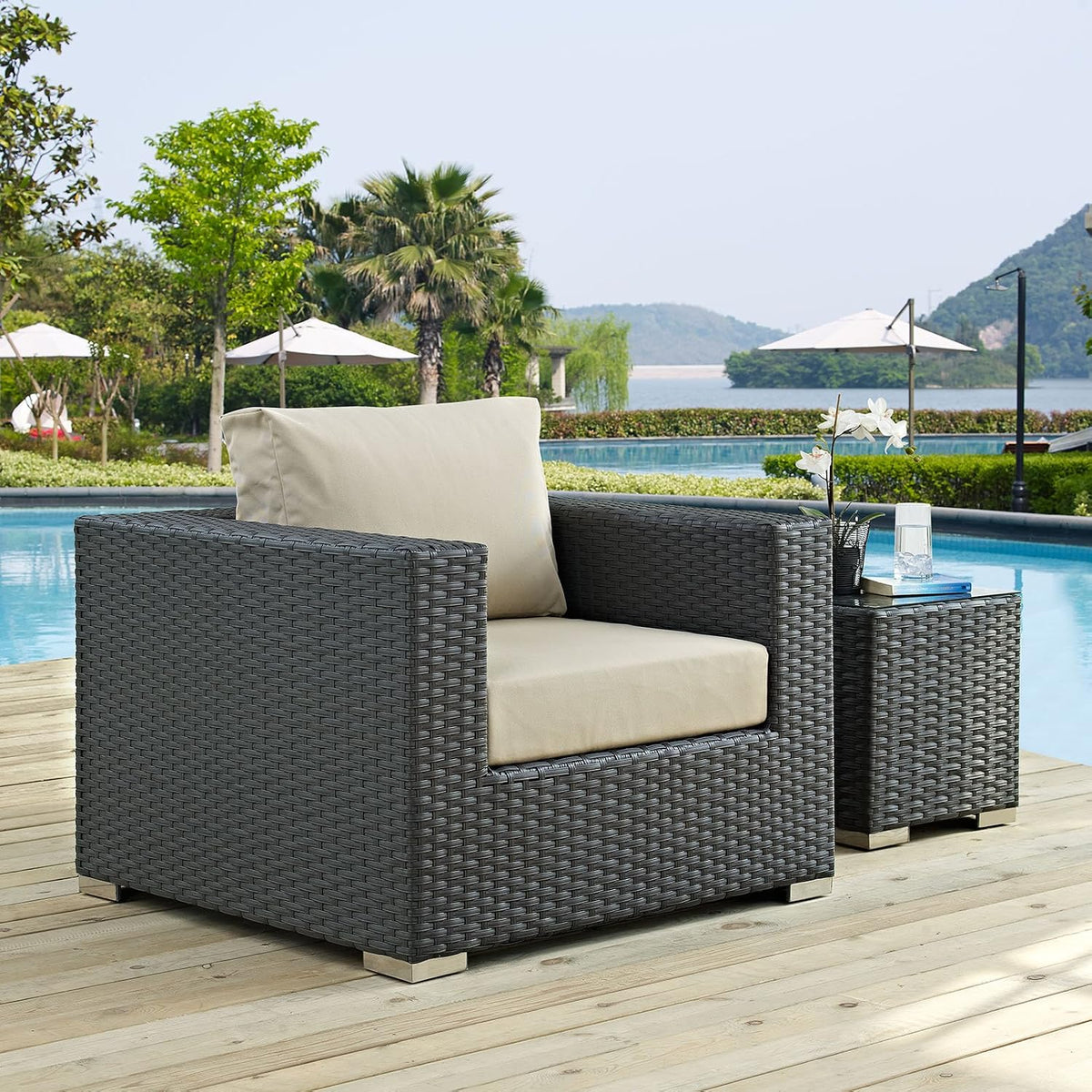 modway eei-1850-chc-bei sojourn wicker rattan outdoor patio coffee shown in use