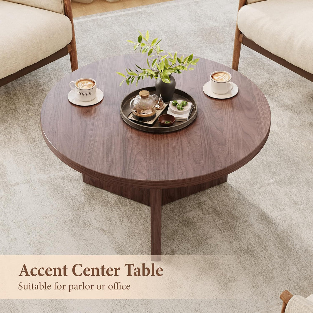Round Coffee Table, 31.5" Mid Century Modern Center Tables for Living Room