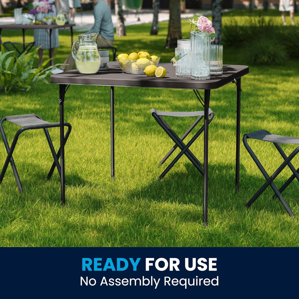 Flash Furniture 2.83-Foot Bi-Fold Dark Gray Plastic Folding Table