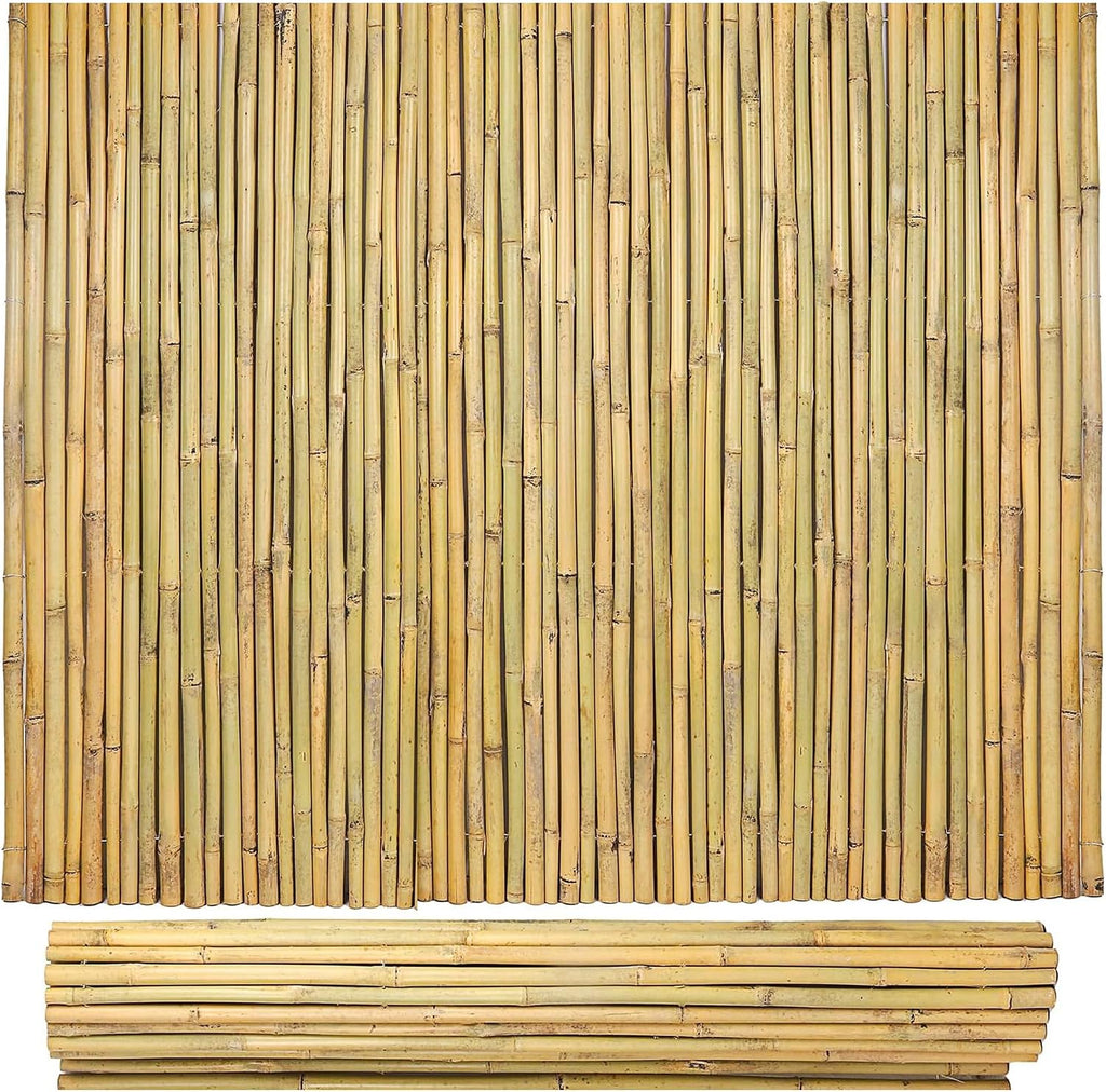 Bamboo Fencing Roll 6 ft High x 8 ft Long x 0.75 in D, Natural Bamboo Privacy Fence, Divider Decorative Fence for Patio, Balcony, Garden, Border Pool