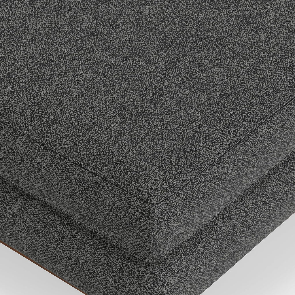 SIMPLIHOME Morrison 49" Wide Woven-Blend Fabric Ottoman in Charcoal Grey