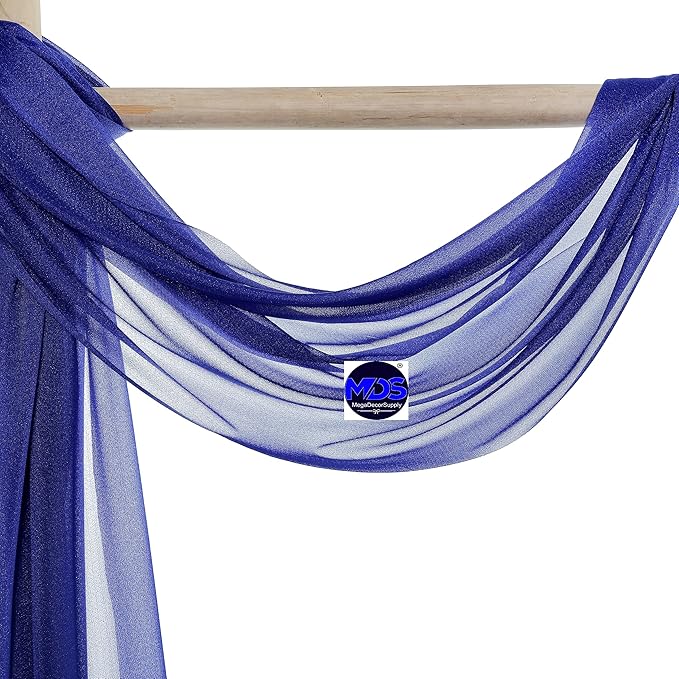 MDS Halloween Chiffon Draping Fabric - 2 Panel, 30" Wide x 30ft Long - Sheer Spooky Arbor & Canopy Drapery for Haunted House Backdrops, Party Ceilings, DIY Costumes & Themed Events - Royal Blue (Pack of 2)