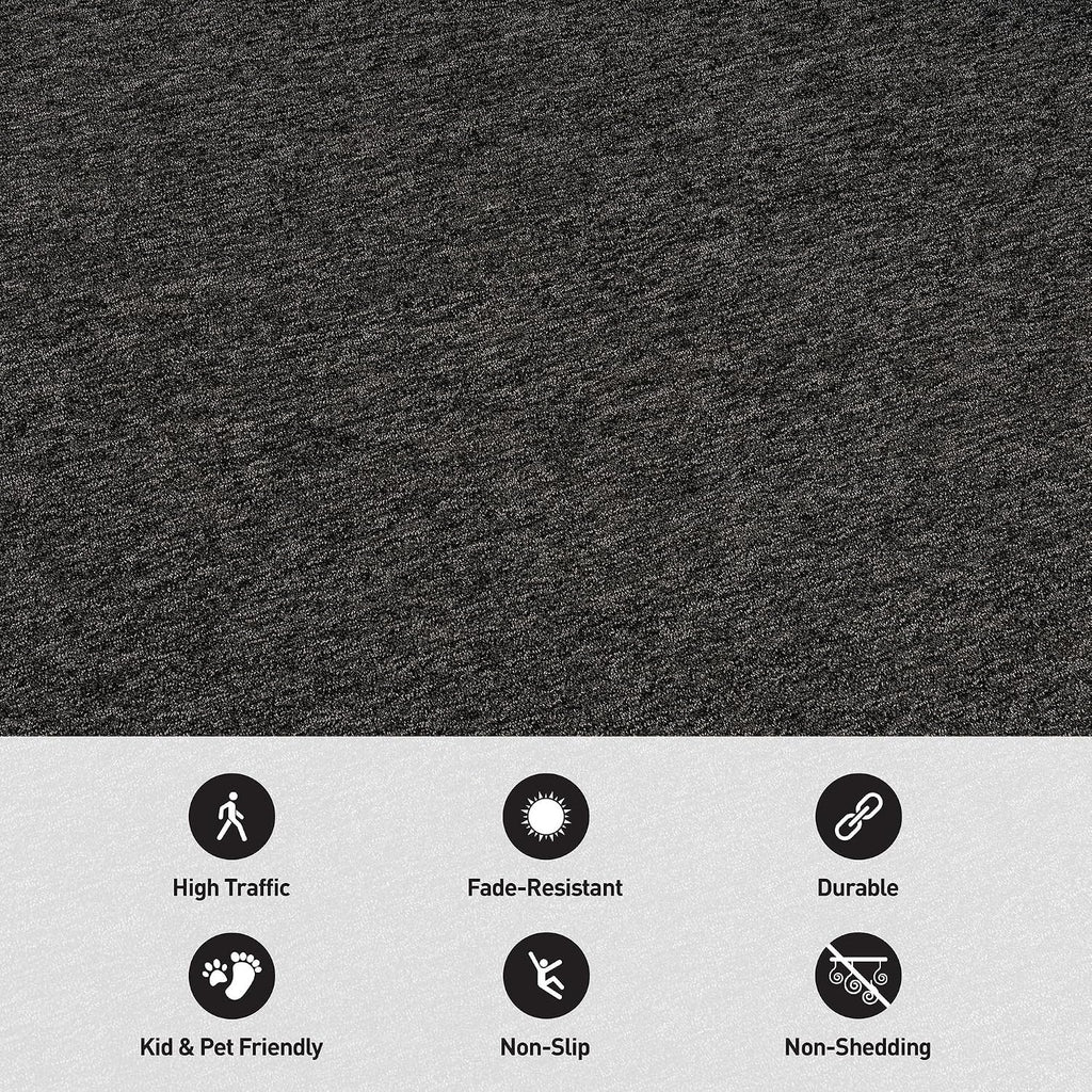 Rugshop Modern Textured Power Loomed Area Rug Non-Slip Dark Gray 5' x 7'