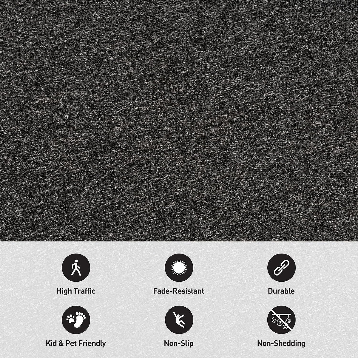 Rugshop Modern Textured Power Loomed Area Rug Non-Slip Dark Gray 5' x 7'
