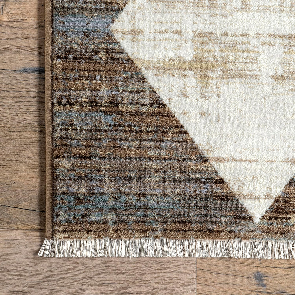 Nuloom Fringed Performance Meline Beige/Blue/Ivory, 12' x 15'9", Checkered, Soft and Cozy, High Traffic, Stain Resistant, Easy Clean, Durable Area Rug for Bedroom, Living Room, Dining, Den, Foyer