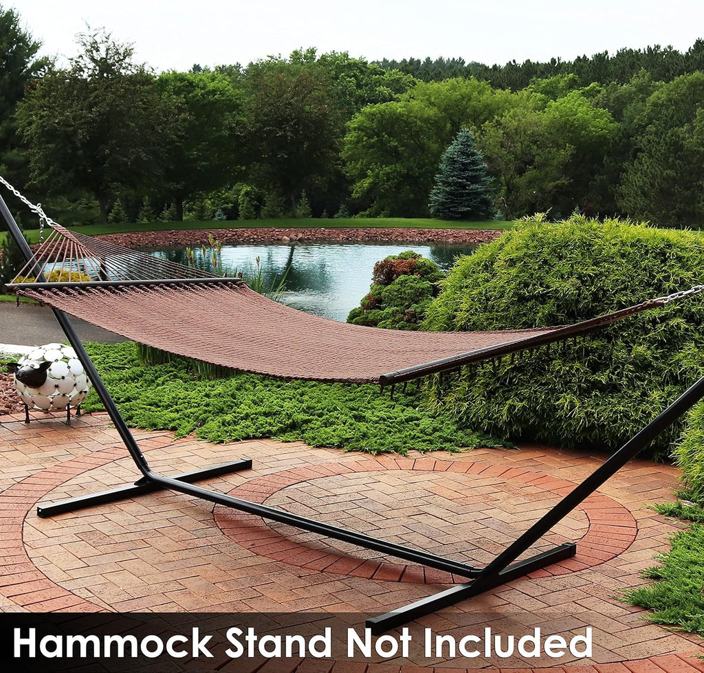 Sunnydaze 75" x 55" Bed, Heavy-Duty Double Rope Hammock for Outside, Mocha