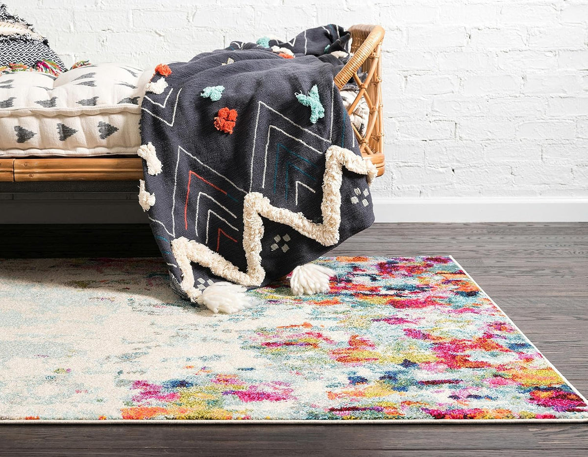Unique Loom Chromatic Collection Area Rug - Joyous (4' 1" x 6' 1" Rectangle Multi/Blue)