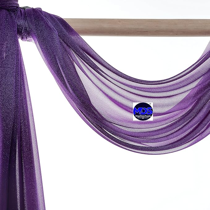 MDS Halloween Chiffon Draping Fabric - 2 Panel, 30" Wide x 100ft Long - Sheer Spooky Arbor & Canopy Drapery for Haunted House Backdrops, Party Ceilings, DIY Costumes & Themed Events - Cadbury Purple (Pack of 2)